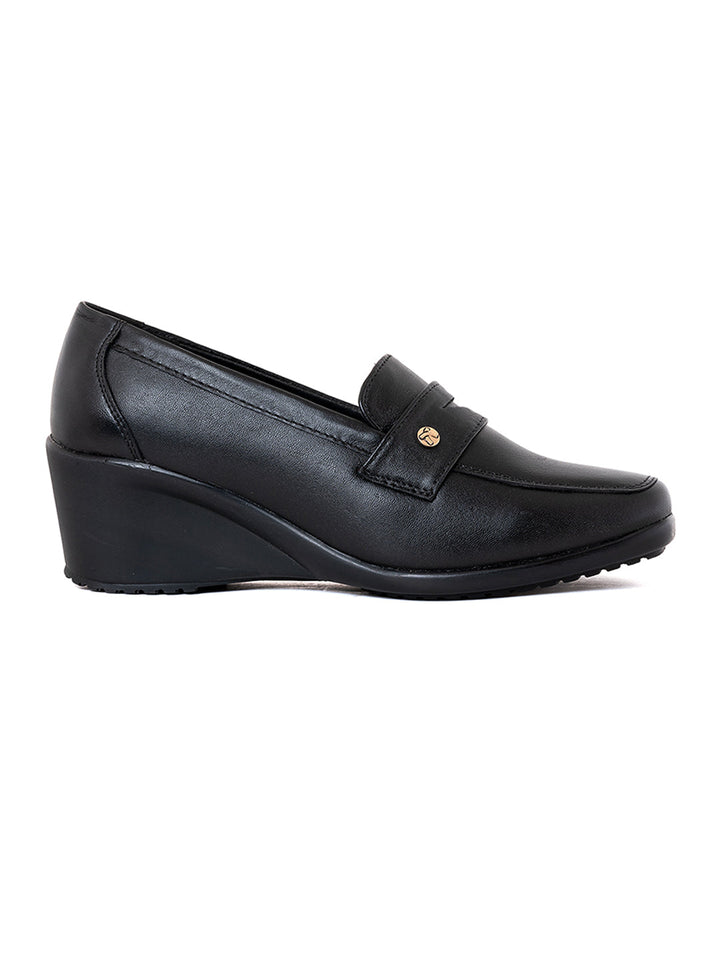 Khadim Sharon Leather Wedge Heel Penny Loafers Casual Shoe for Women