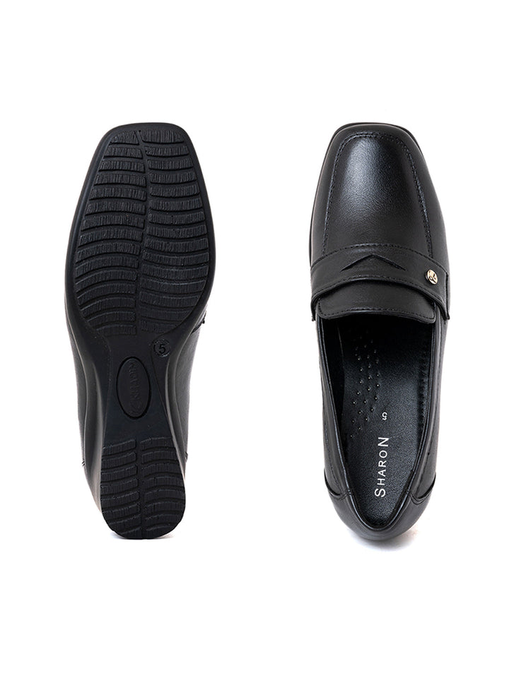 Khadim Sharon Leather Wedge Heel Penny Loafers Casual Shoe for Women