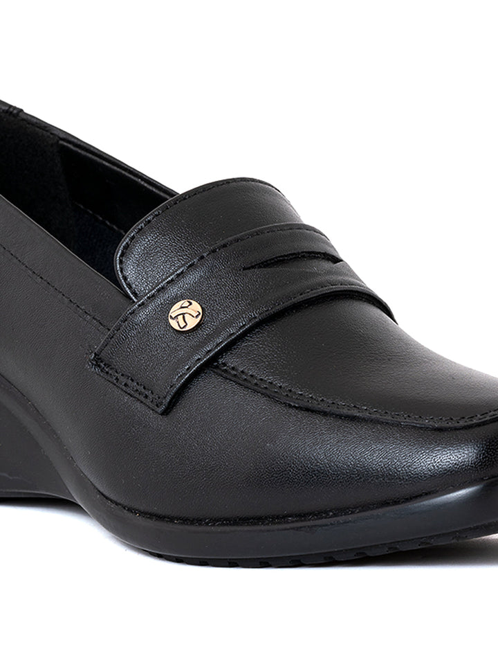 Khadim Sharon Leather Wedge Heel Penny Loafers Casual Shoe for Women