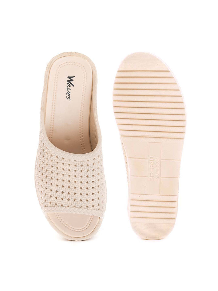Khadim Waves Platform Heel Washable Mule Slide Slippers for Women