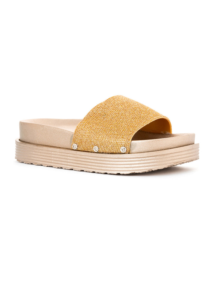 Khadim Waves Platform Heel Washable Mule Slide Slippers for Women