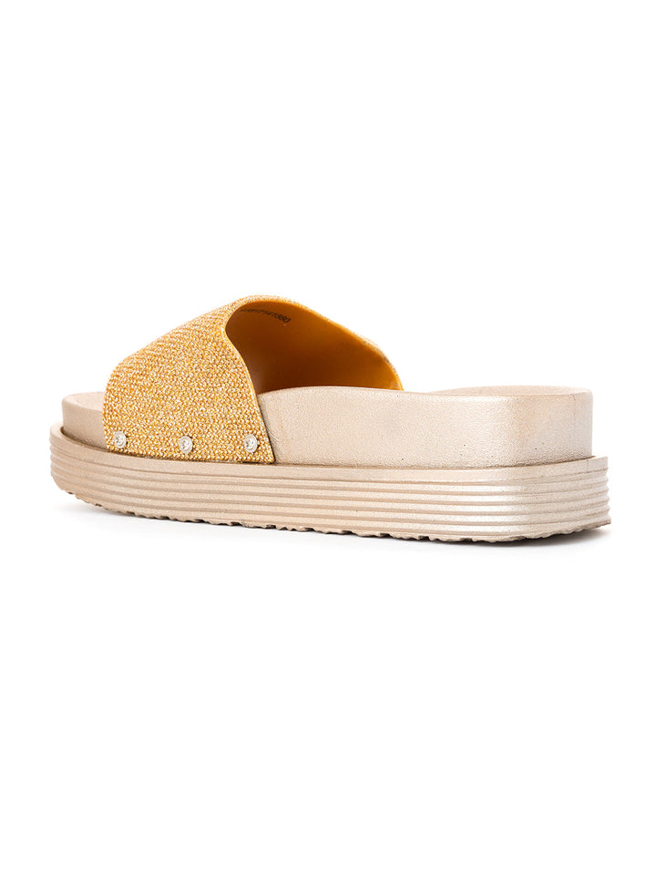 Khadim Waves Platform Heel Washable Mule Slide Slippers for Women