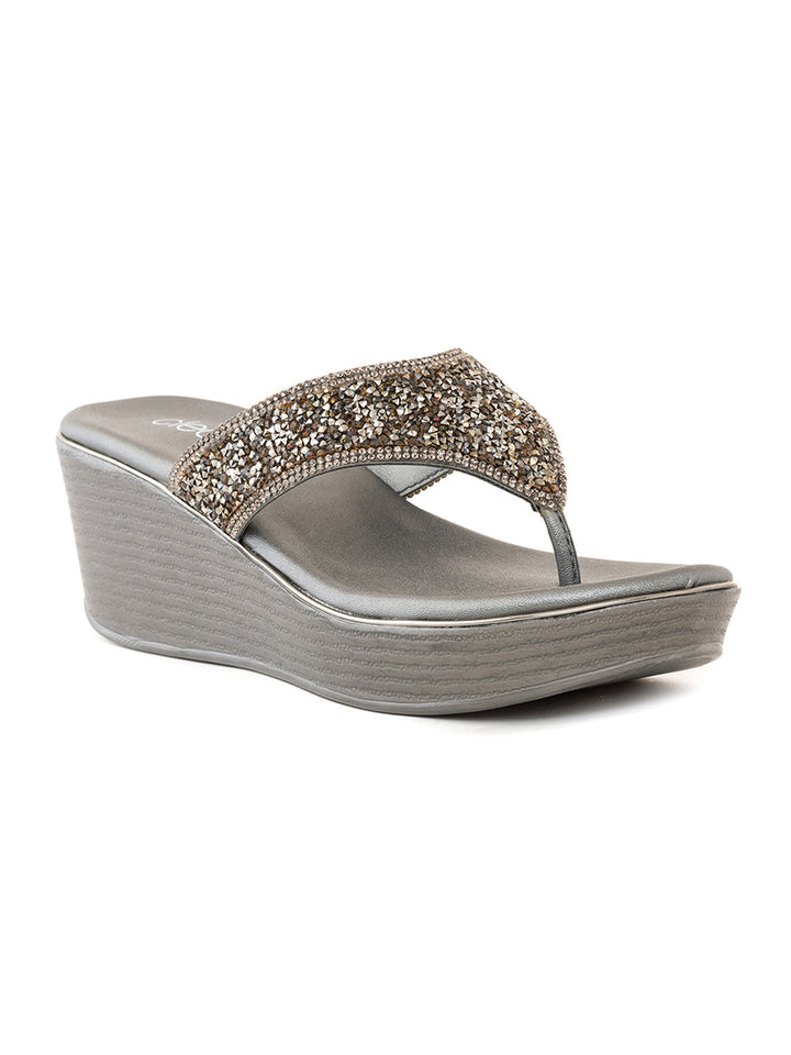 Khadim Cleo Wedge Heel Slip On Sandal for Women