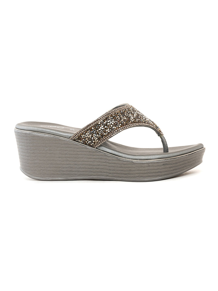 Khadim Cleo Wedge Heel Slip On Sandal for Women