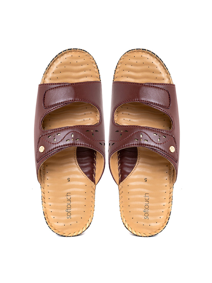 Khadim Softouch Leather Platform Heel Mule Slip On Sandal for Women