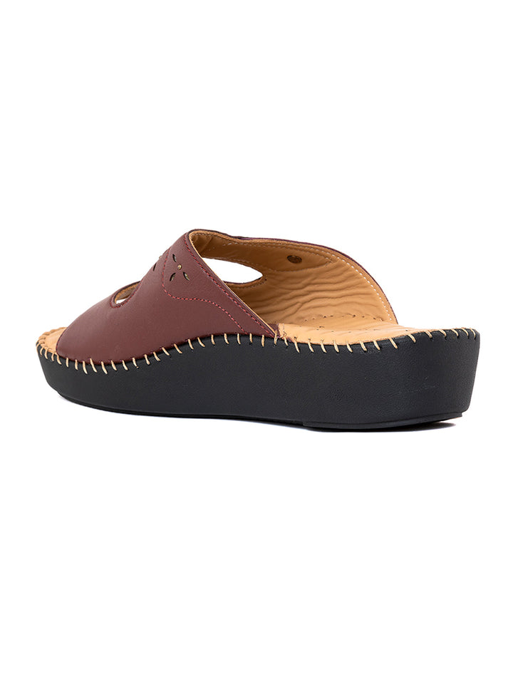 Khadim Softouch Leather Platform Heel Mule Slip On Sandal for Women