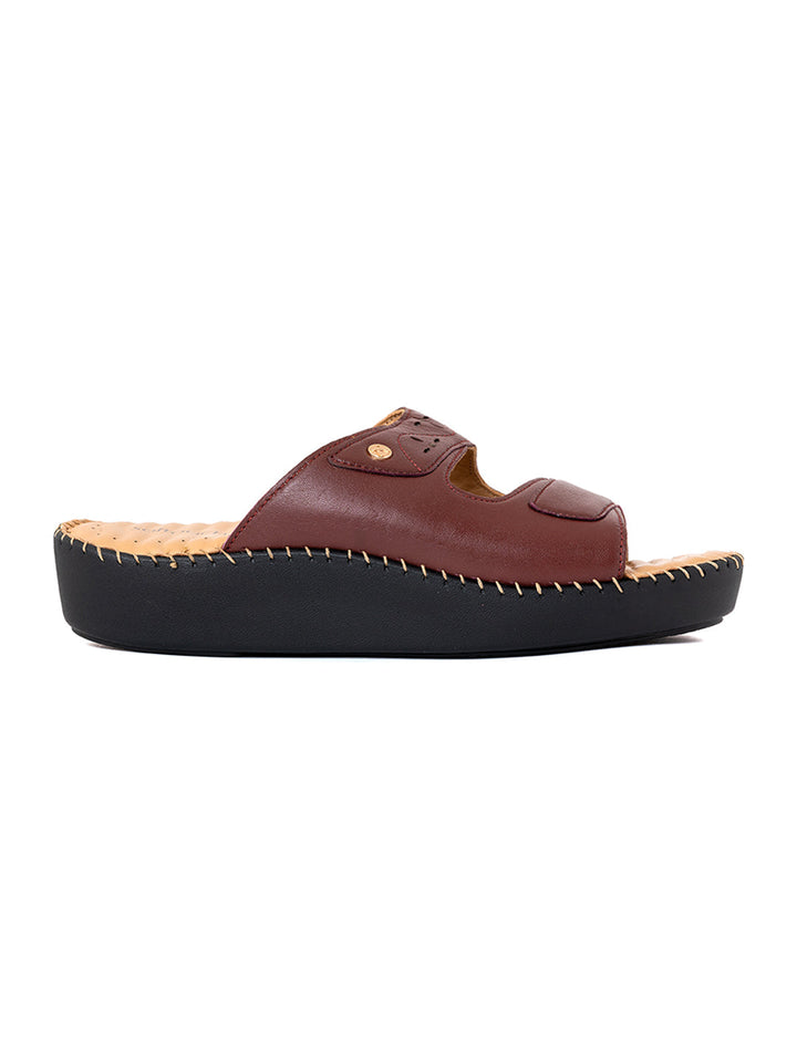 Khadim Softouch Leather Platform Heel Mule Slip On Sandal for Women