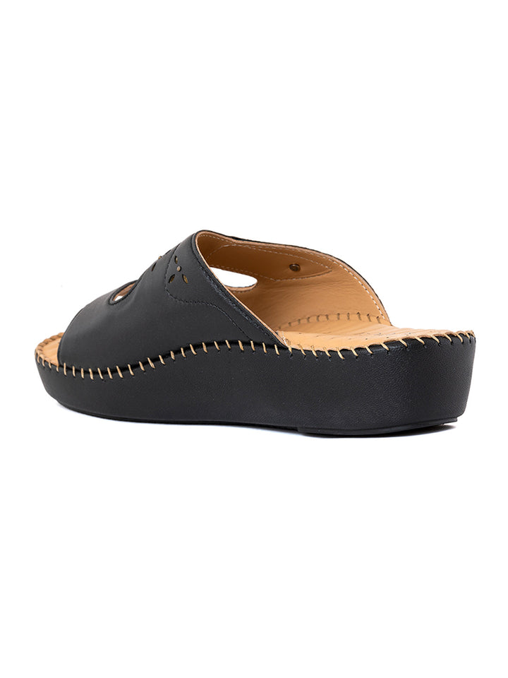 Khadim Softouch Leather Platform Heel Mule Slip On Sandal for Women