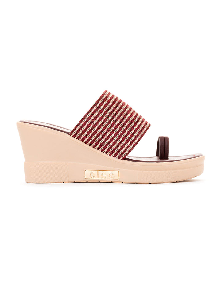 Khadim Cleo High Heel Wedge Slip On Sandal for Women