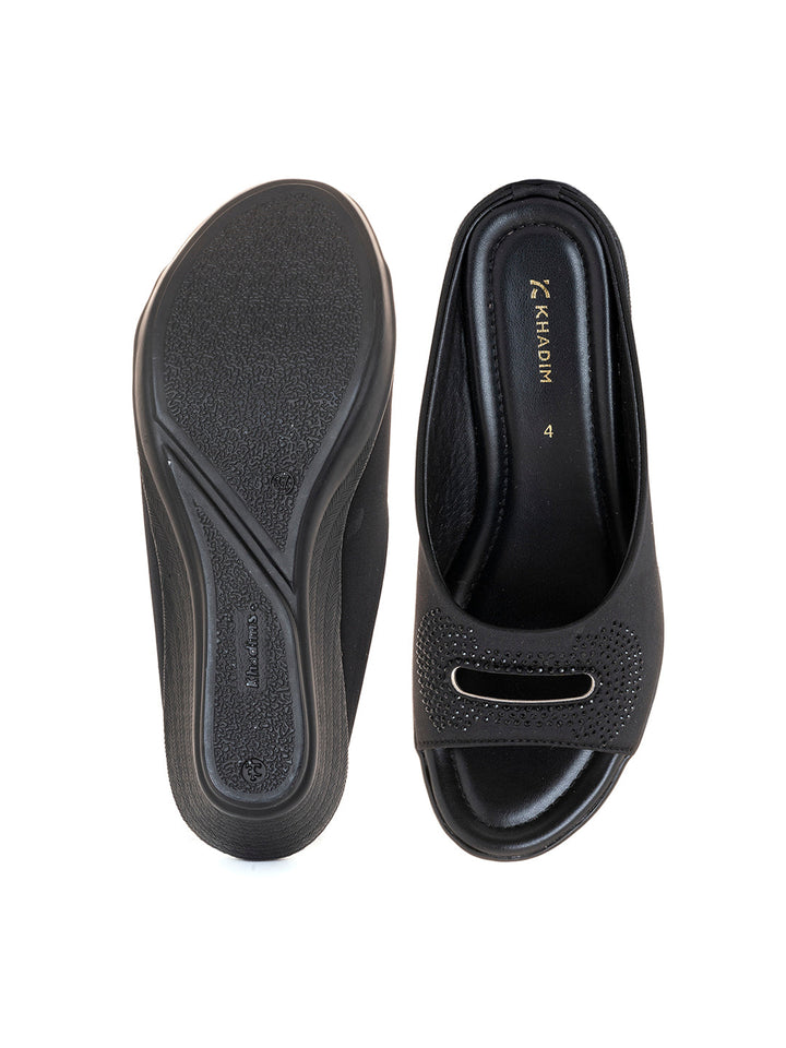 Khadim Wedge Heel Mule Slip On Sandal for Women