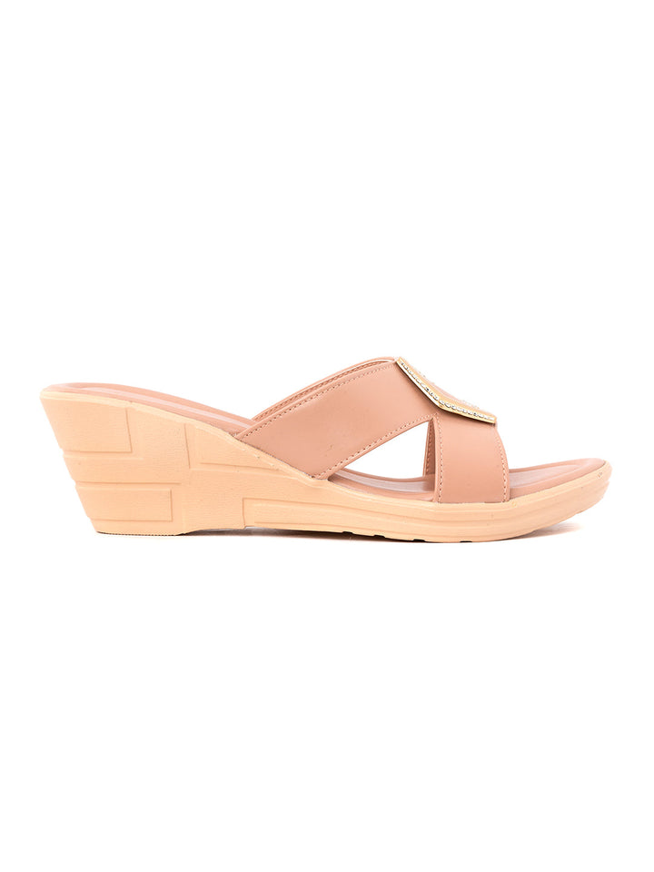 Khadim Wedge Heel Mule Slip On Sandal for Women