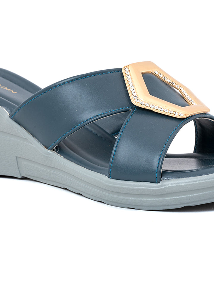 Khadim Wedge Heel Mule Slip On Sandal for Women