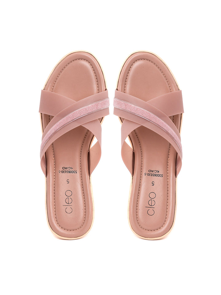 Khadim Cleo High Heel Wedge Mule Slip On Sandal for Women