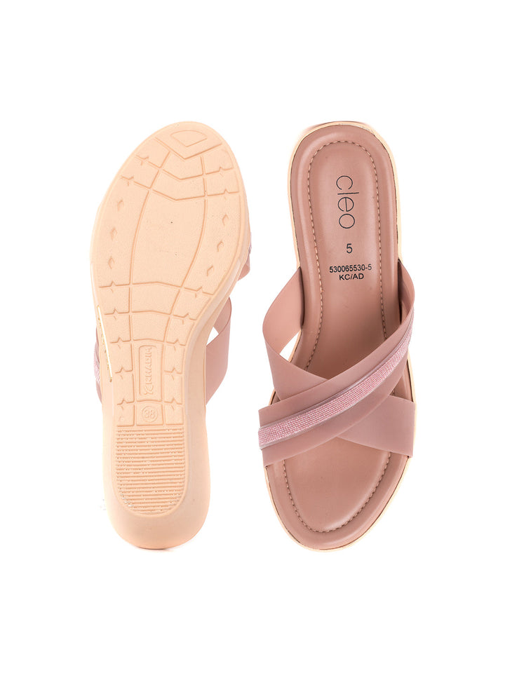 Khadim Cleo High Heel Wedge Mule Slip On Sandal for Women