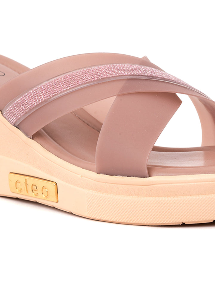 Khadim Cleo High Heel Wedge Mule Slip On Sandal for Women