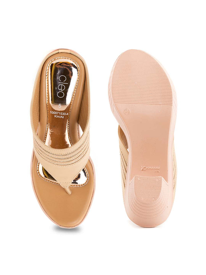Khadim Cleo High Heel Block Slip On Sandal for Women