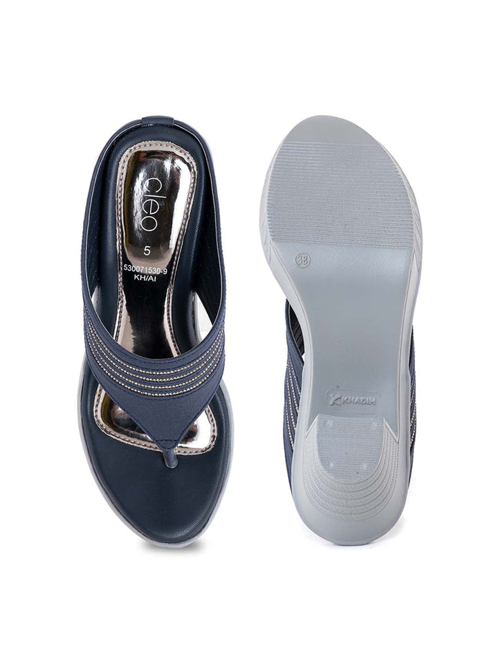 Khadim Cleo High Heel Block Slip On Sandal for Women