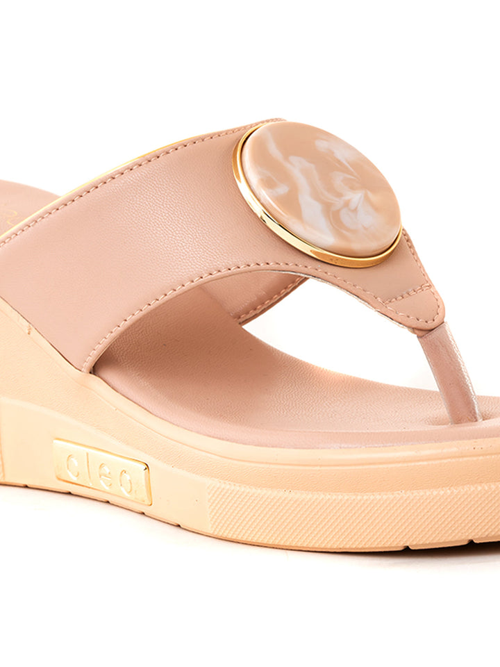 Khadim Cleo High Heel Wedge Slip On Sandal for Women
