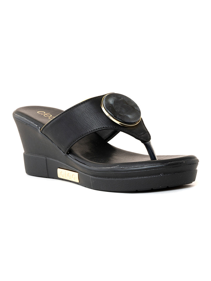 Khadim Cleo High Heel Wedge Slip On Sandal for Women