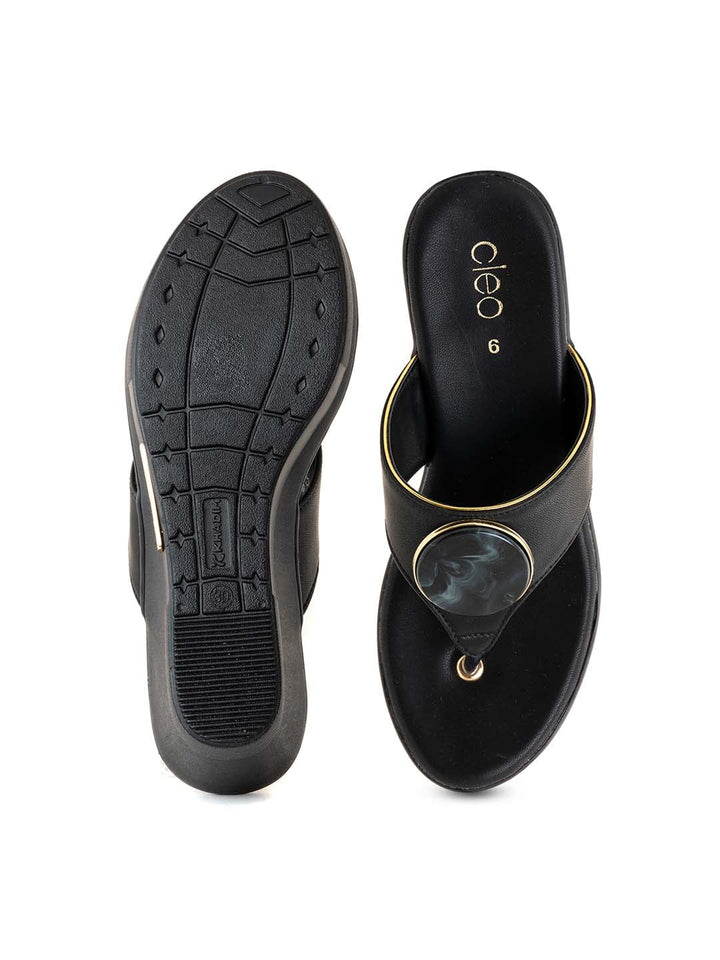 Khadim Cleo High Heel Wedge Slip On Sandal for Women