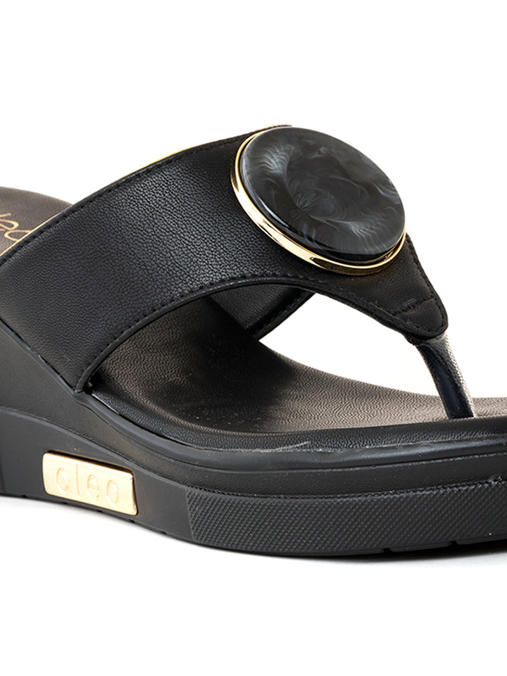 Khadim Cleo High Heel Wedge Slip On Sandal for Women