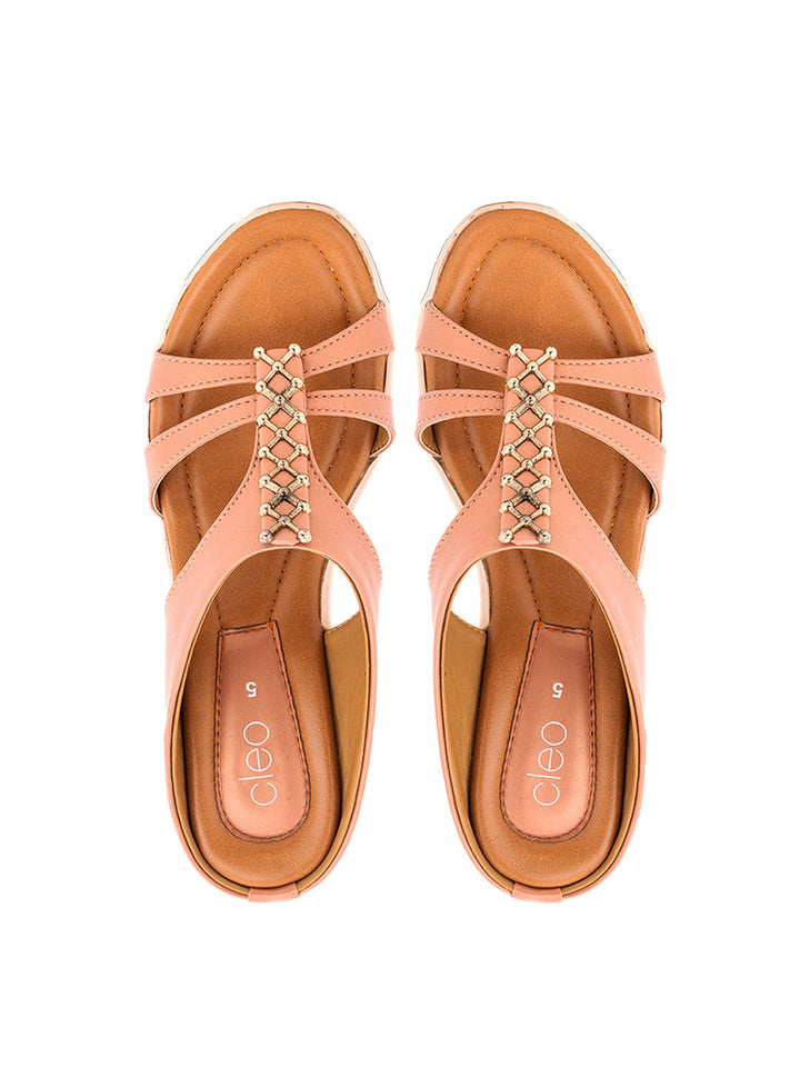 Khadim Cleo Wedge Heel Mule Slip On Sandal for Women