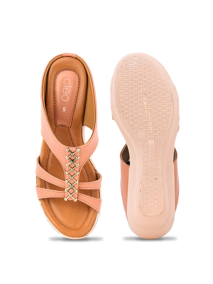 Khadim Cleo Wedge Heel Mule Slip On Sandal for Women