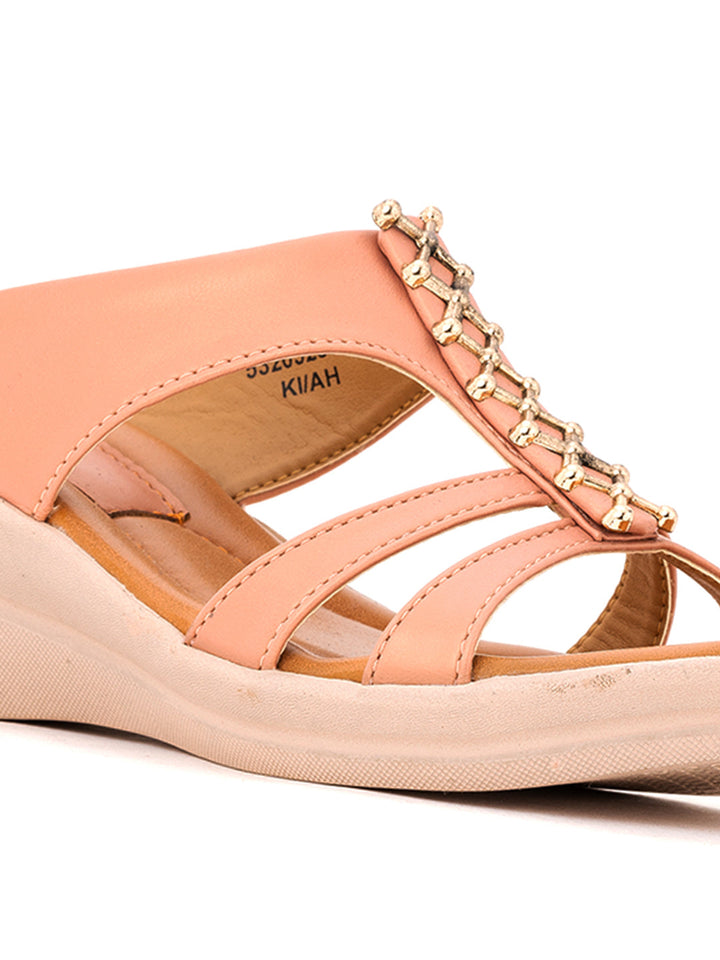Khadim Cleo Wedge Heel Mule Slip On Sandal for Women