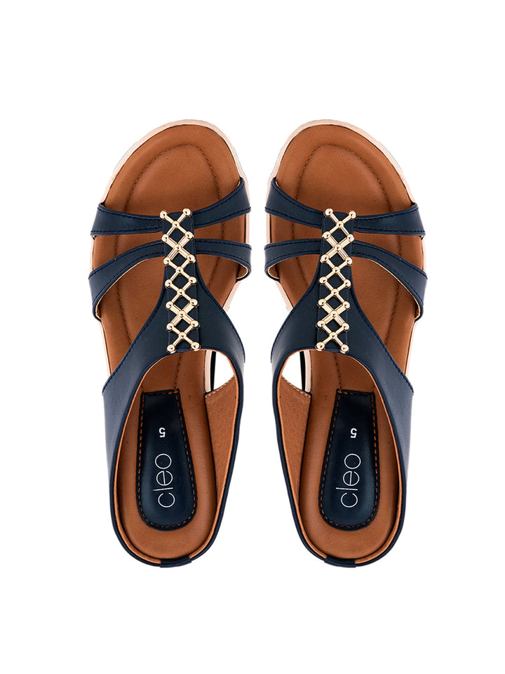 Khadim Cleo Wedge Heel Mule Slip On Sandal for Women