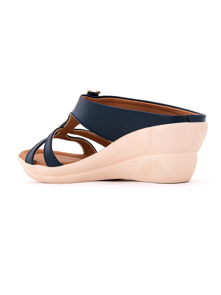 Khadim Cleo Wedge Heel Mule Slip On Sandal for Women