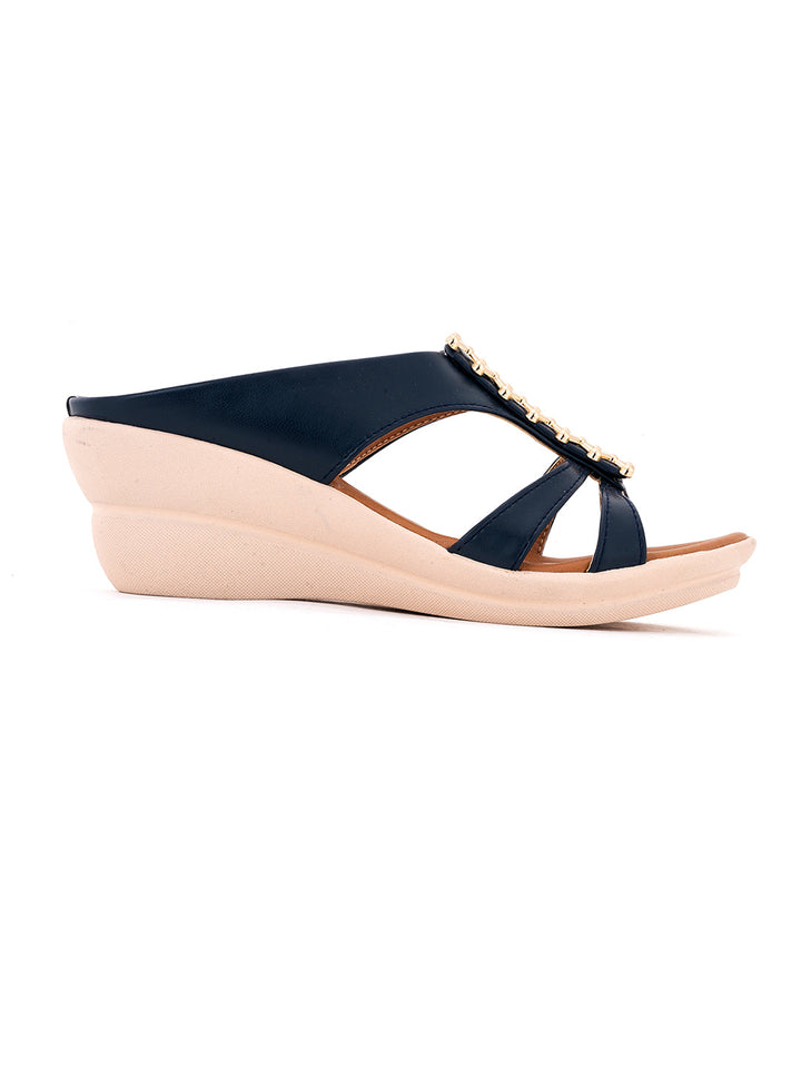 Khadim Cleo Wedge Heel Mule Slip On Sandal for Women
