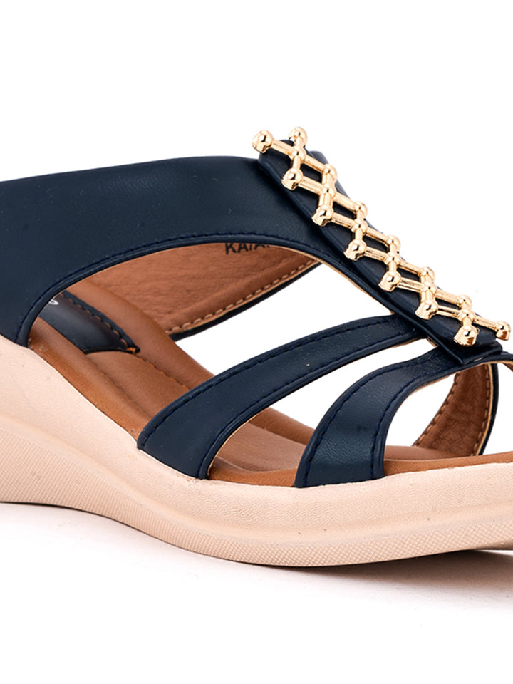 Khadim Cleo Wedge Heel Mule Slip On Sandal for Women
