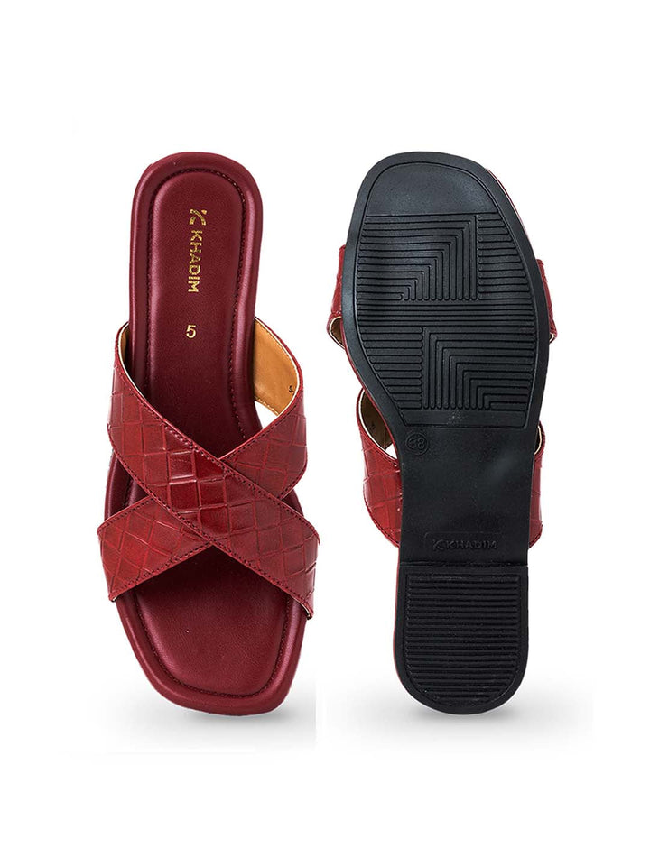 Khadim Red Pink Slides Khadim Women's Pink Casual Sandals