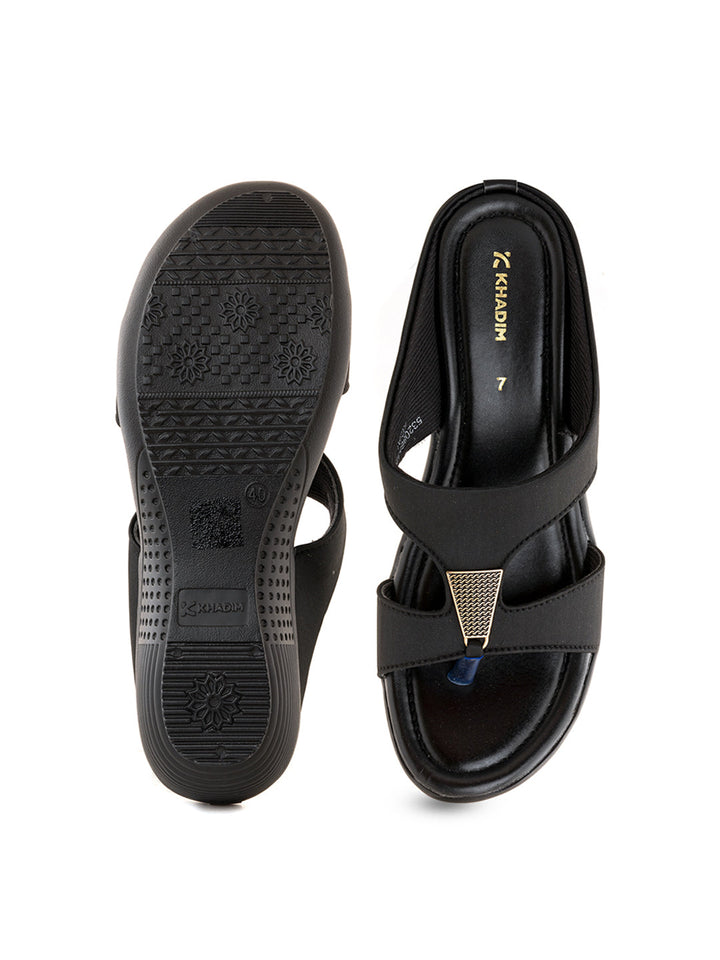 Khadim Black Mule Wedge Sandals Buy Khadim Wedge Heel Mule Slip On