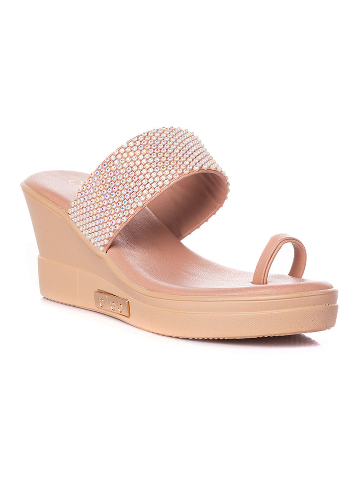 KHADIM Cleo High Heel Wedge Slip On Sandal for Women