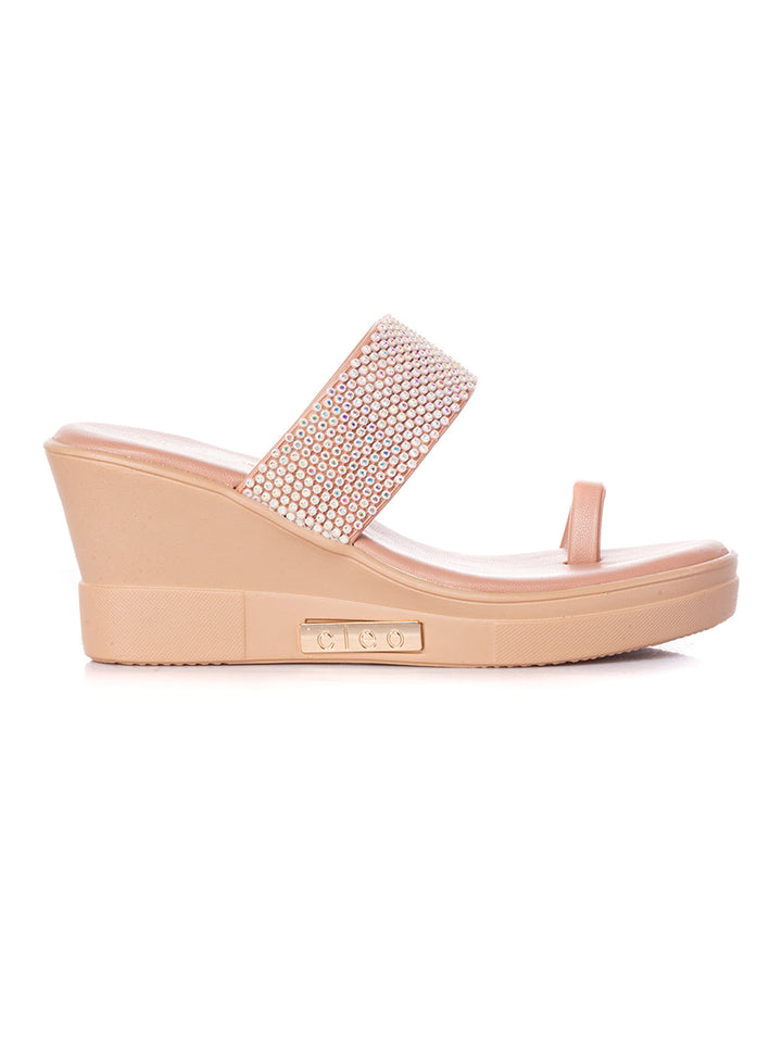 KHADIM Cleo High Heel Wedge Slip On Sandal for Women