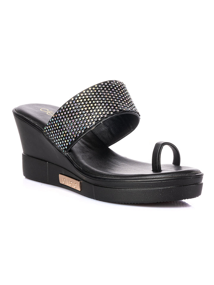 KHADIM Cleo High Heel Wedge Slip On Sandal for Women