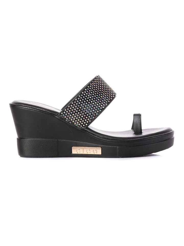 KHADIM Cleo High Heel Wedge Slip On Sandal for Women