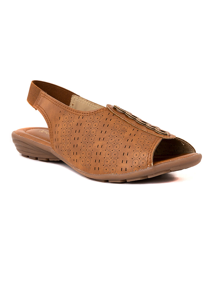 Khadim Flat Slingback Peep-Toe Sandal for Women