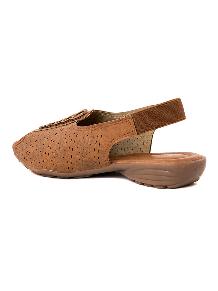 Khadim Flat Slingback Peep-Toe Sandal for Women