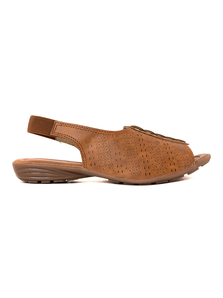 Khadim Flat Slingback Peep-Toe Sandal for Women
