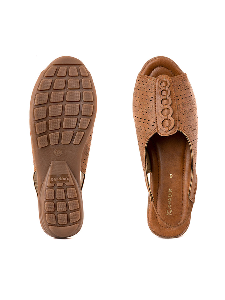 Khadim Flat Slingback Peep-Toe Sandal for Women