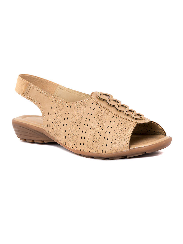 Khadim Flat Slingback Peep-Toe Sandal for Women