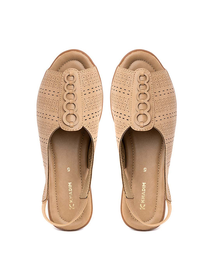 Khadim Flat Slingback Peep-Toe Sandal for Women