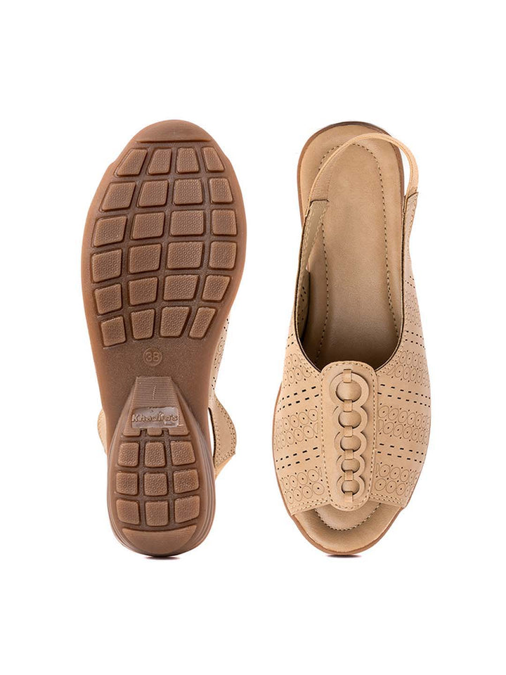 Khadim Flat Slingback Peep-Toe Sandal for Women