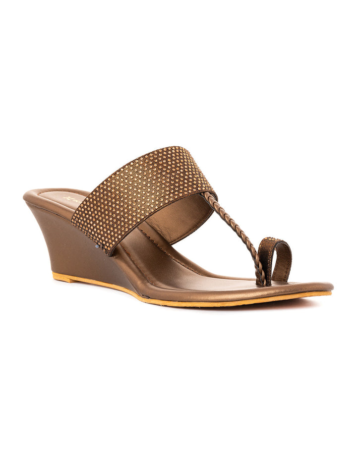 Khadim Wedge Heel Kolhapuri Slip On Sandal for Women