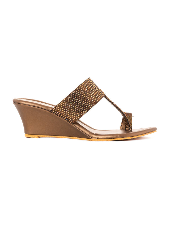 Khadim Wedge Heel Kolhapuri Slip On Sandal for Women