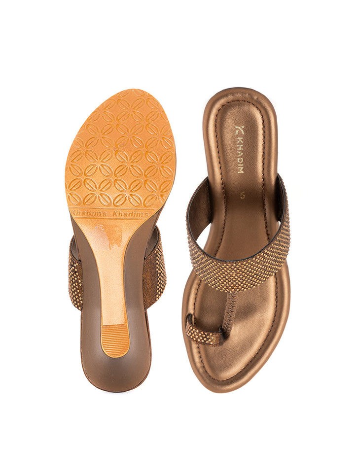 Khadim Wedge Heel Kolhapuri Slip On Sandal for Women