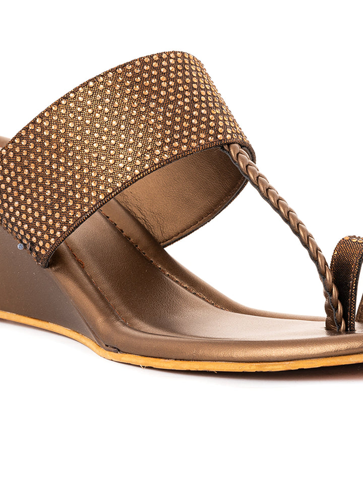 Khadim Wedge Heel Kolhapuri Slip On Sandal for Women