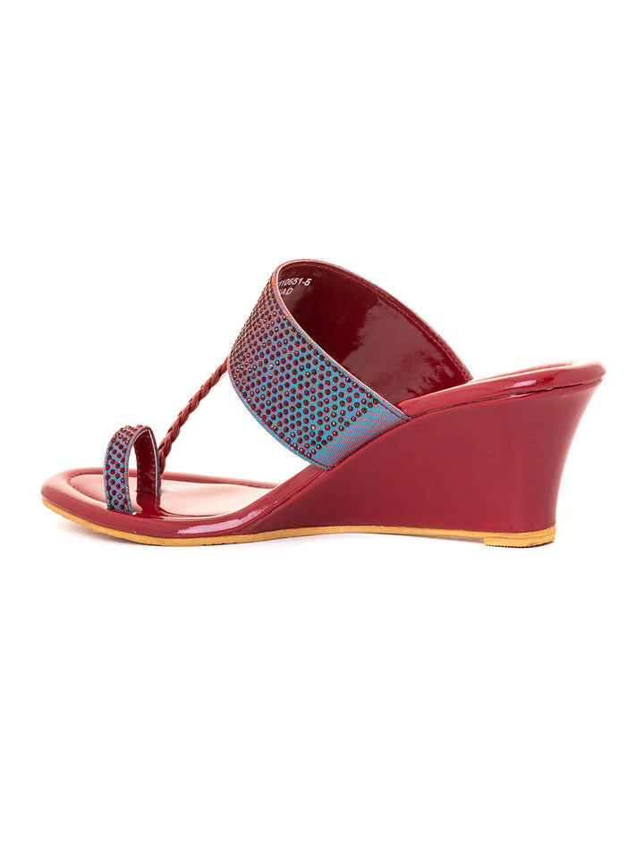 Khadim Wedge Heel Kolhapuri Slip On Sandal for Women